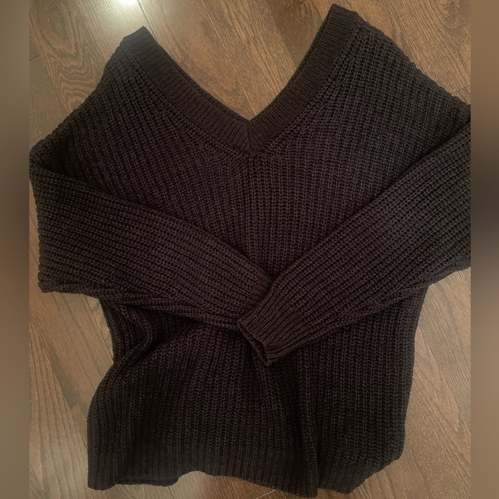Women's Black V-Neck Sweater